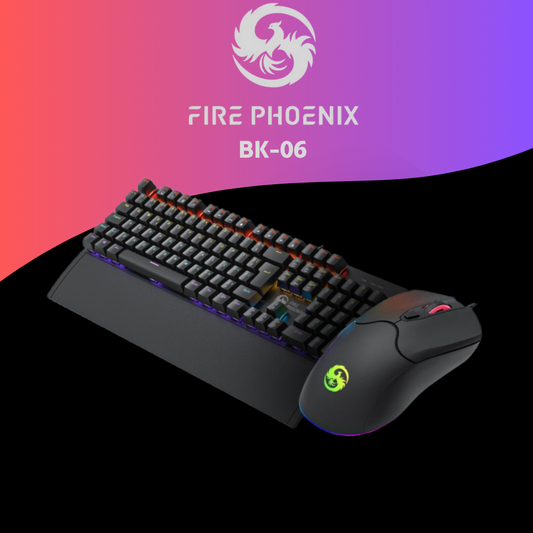 Kit Teclado Mecânico + Mouse Gamer RGB LED Switch Red BK-06
