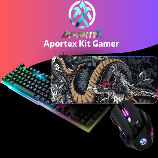 Kit Mouse Teclado Mouse Pad Extra Grande Gamer Aportex RGB