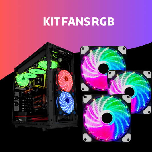 Kit Cooler Fan com LED Colorido 120mm (3 Unidades)