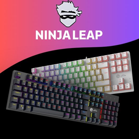 Teclado Mecânico Gamer Ninja Leap, Switch Blue, Rainbow, ABNT2, White
